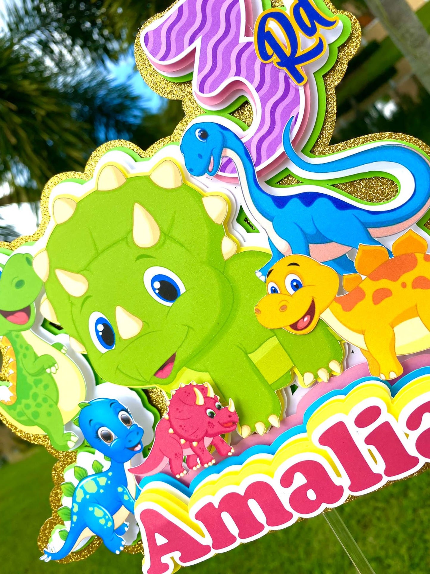 Dinosaur Party Cake Topper, Dino Birthday Decoration, Jurassic Theme, Dinosaur Cake Topper, Pink Dinosaur Cake Topper, Cute Dinosaur Cake Topper