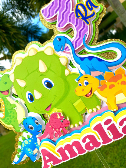 Girl Dinosaur Cake Topper | Dinosaur Birthday Party Decorations | Dinosaur Party  Favor Boxes & Plates | Cute Dino Party Décor for Girls