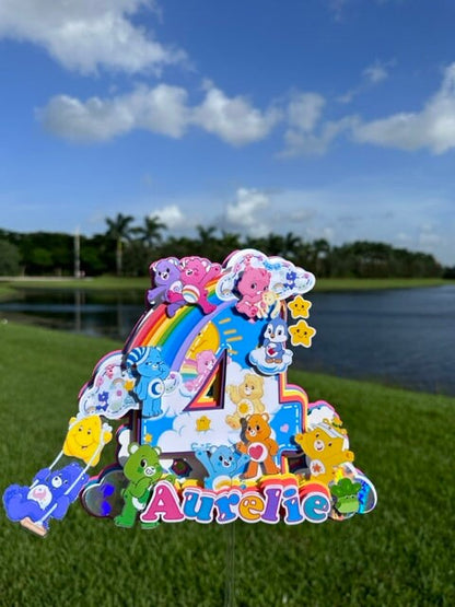 Cute Bears Cake Topper, Bear Party Decoration, Teddy Bear Shower Topper, Bears Centerpiece, Bears Colorful Cake Topper, Rainbow Cake Topper