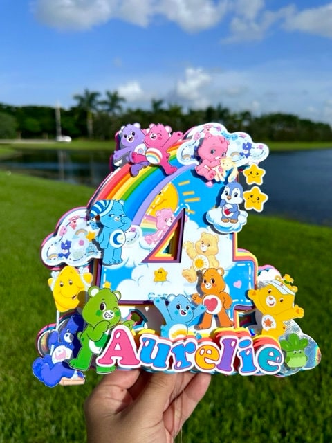 Cute Bears Cake Topper, Bear Party Decoration, Teddy Bear Shower Topper, Bears Centerpiece, Bears Colorful Cake Topper, Rainbow Cake Topper