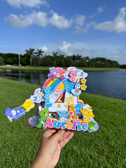 Cute Bears Cake Topper, Bear Party Decoration, Teddy Bear Shower Topper, Bears Centerpiece, Bears Colorful Cake Topper, Rainbow Cake Topper