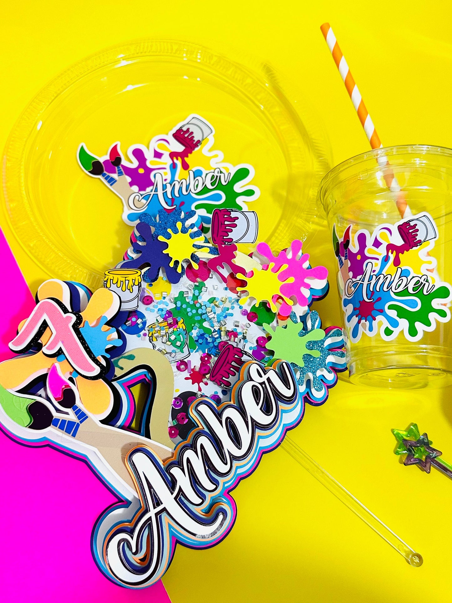 Paint Party Cake Topper: Art Splatter Decorations