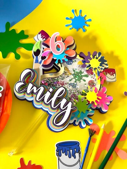 Paint Party Cake Topper: Splatter Art Theme