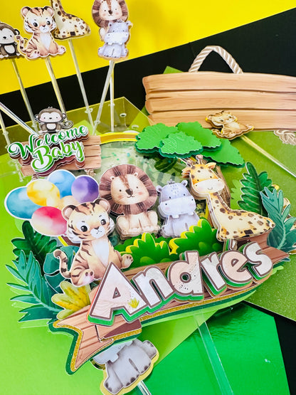 Safari Cake Topper: Baby Shower Centerpiece