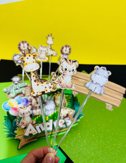 Safari Cake Topper, Safari Cake Topper Baby Shower, Safari Cake Topper, Safari Centerpiece, Safari Birthday Ideas, Safari Favor Boxes