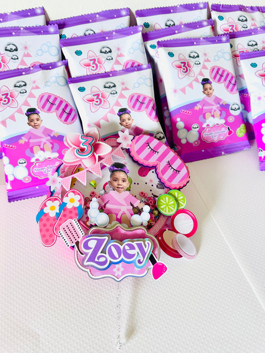 Spa Party Cake Topper, Spa Party Cupcake Topper, Spa Party Centerpieces, Spa Party Favor Box, Spa Party Custom Girl Cake Topper, Spa Girl Party