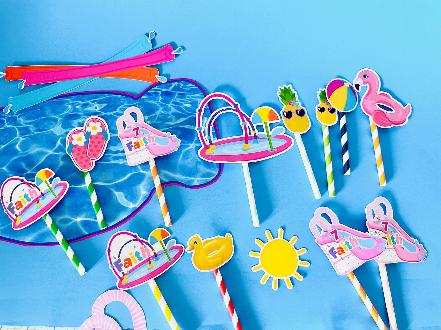 Waterslide Birthday Cake Topper: Splish Splash Pool Party