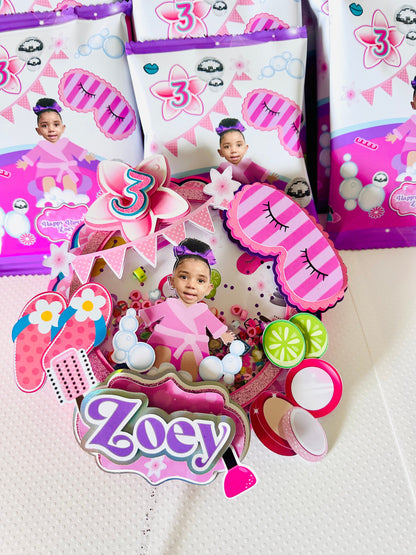 Spa Party Cake Topper, Spa Party Cupcake Topper, Spa Party Centerpieces, Spa Party Favor Box, Spa Party Custom Girl Cake Topper, Spa Girl Party