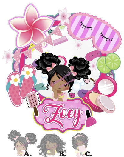 Spa Party Cake Topper, Spa Party Cupcake Topper, Spa Party Centerpieces, Spa Party Favor Box, Spa Party Custom Girl Cake Topper, Spa Girl Party