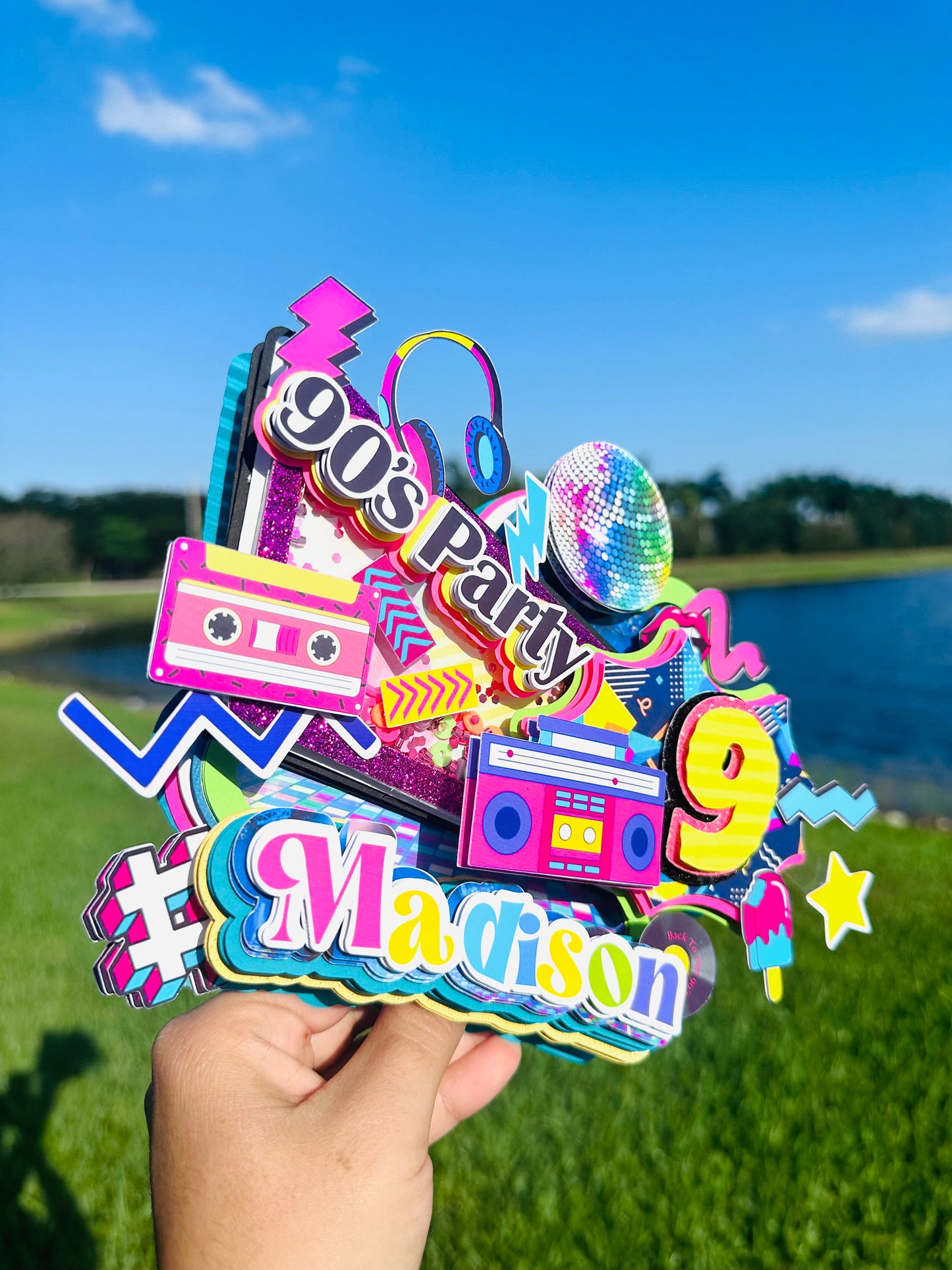 90s Party Cake Topper: Retro Throwback Theme