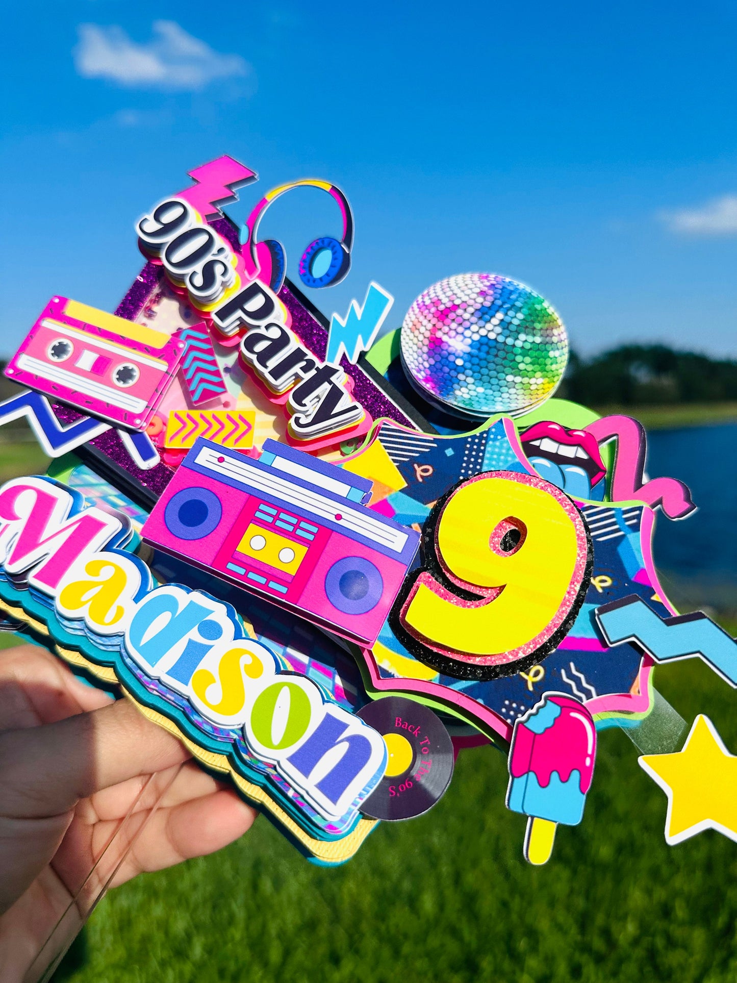 90s Party Cake Topper: Retro Throwback Theme