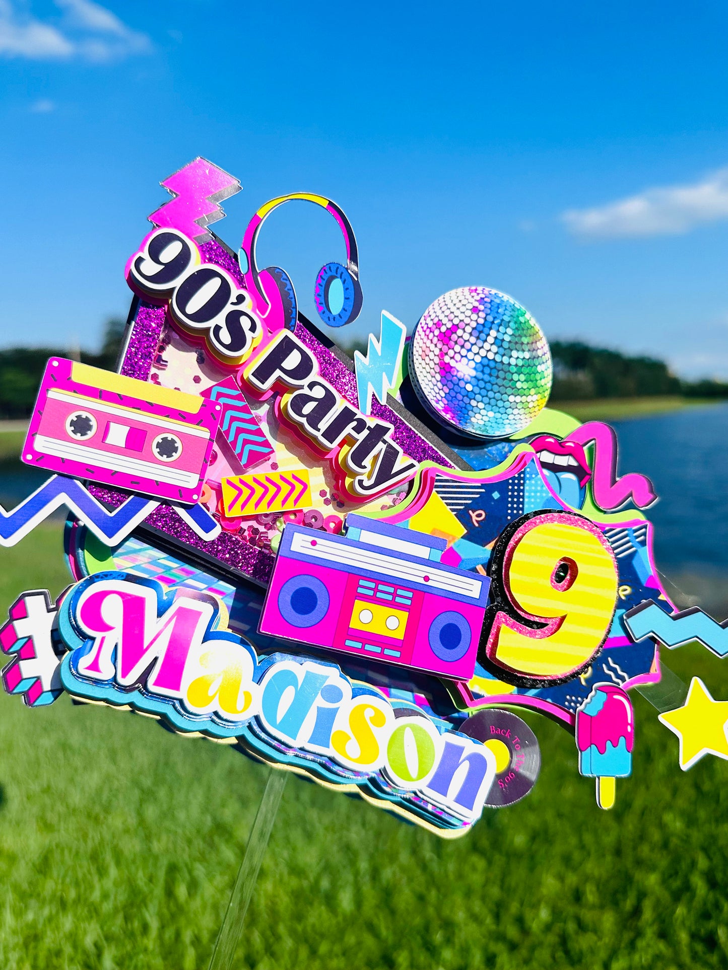 90s Party Cake Topper: Retro Throwback Theme