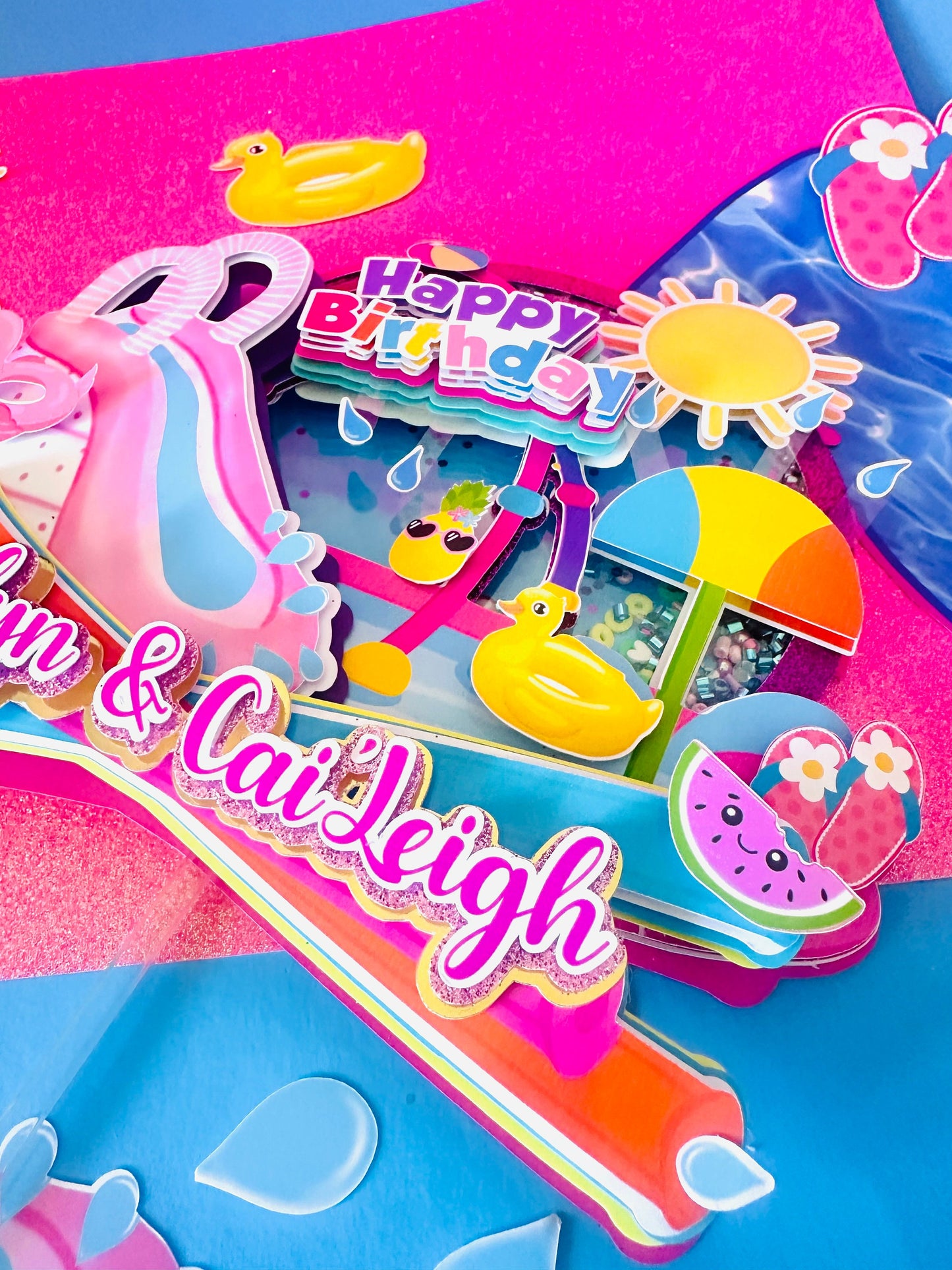 Waterslide Birthday, Waterslide Cake Topper, Splish Splash Cake Topper, Splish Splash Favors, Splish Splash Supplies, Waterslide Party, Pool Party