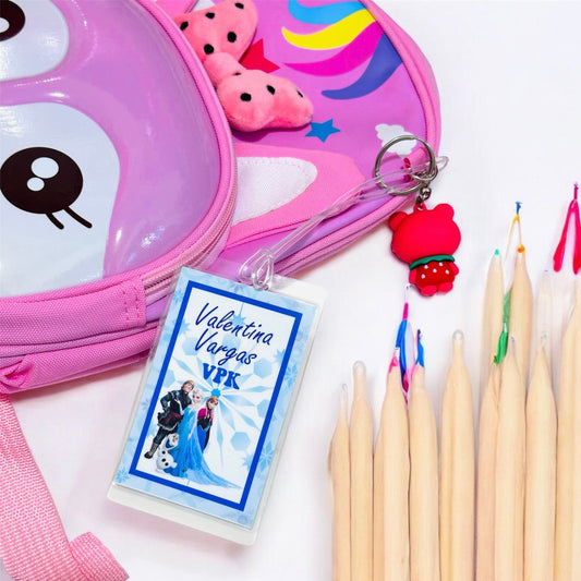 Personalized Laminated School Bag Tag: Double-Sided Kids Luggage Tag