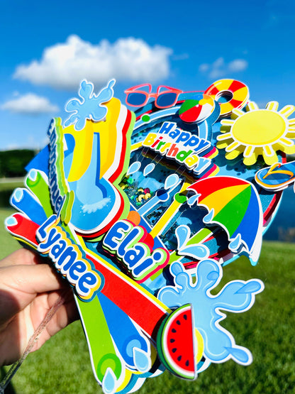 Waterslide Cake Topper: Splish Splash Birthday Party Decoration