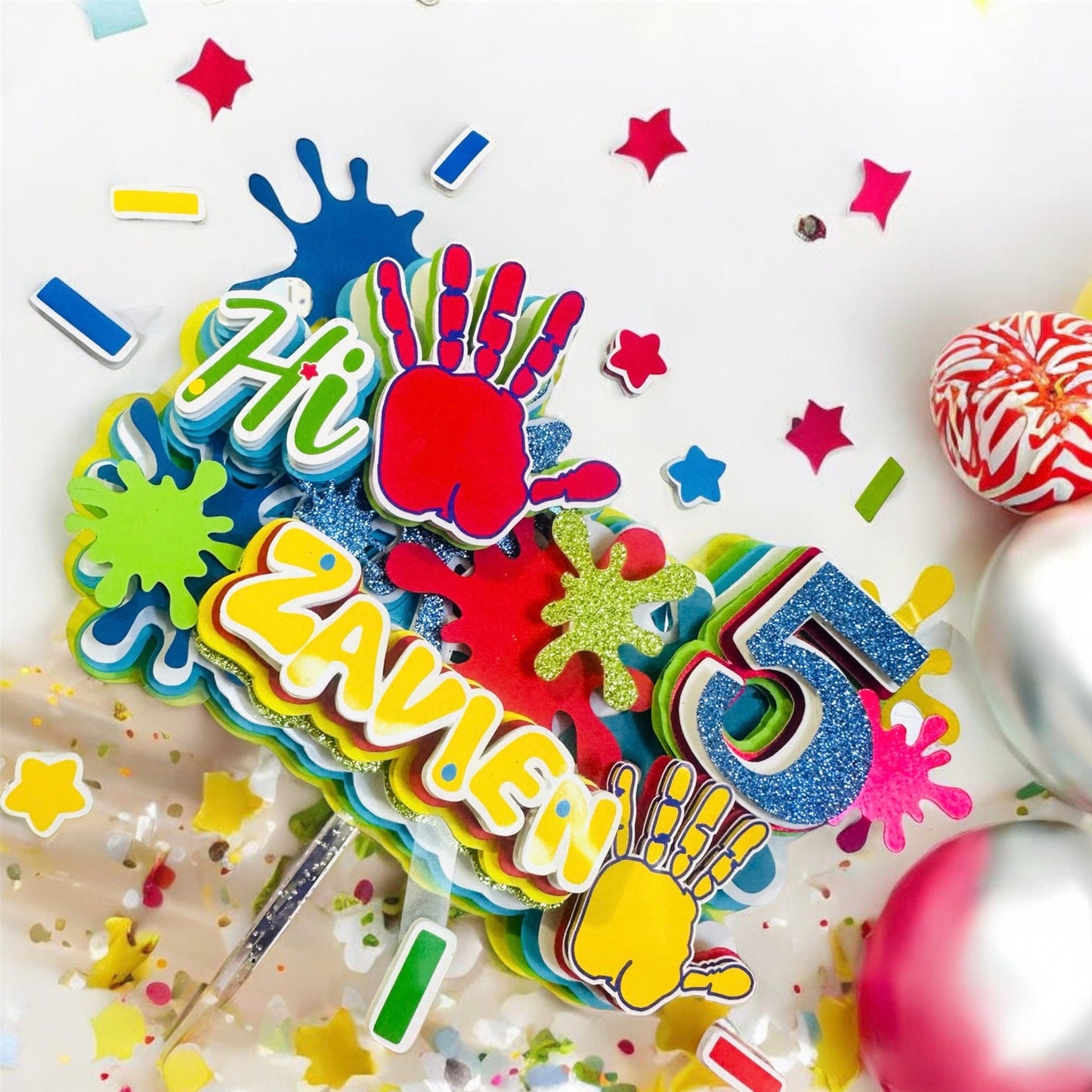 Hi Five Cake Topper, Hi Five Birthday Decoration, Hi Five Centerpieces, Hi Five Favor Boxes, Hi Five Plates, Hi Five Cups, Hi Five Decoration