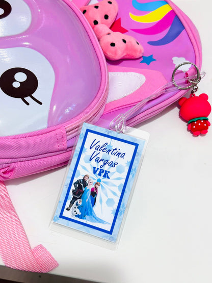 Personalized Laminated School Bag Tag: Double-Sided Kids Luggage Tag