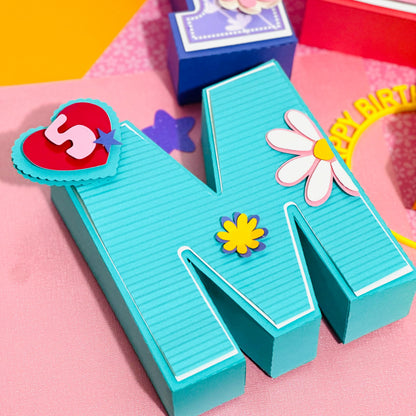 Groovy Girl Birthday Party Set: 3D Letter Centerpiece & Favor Boxes