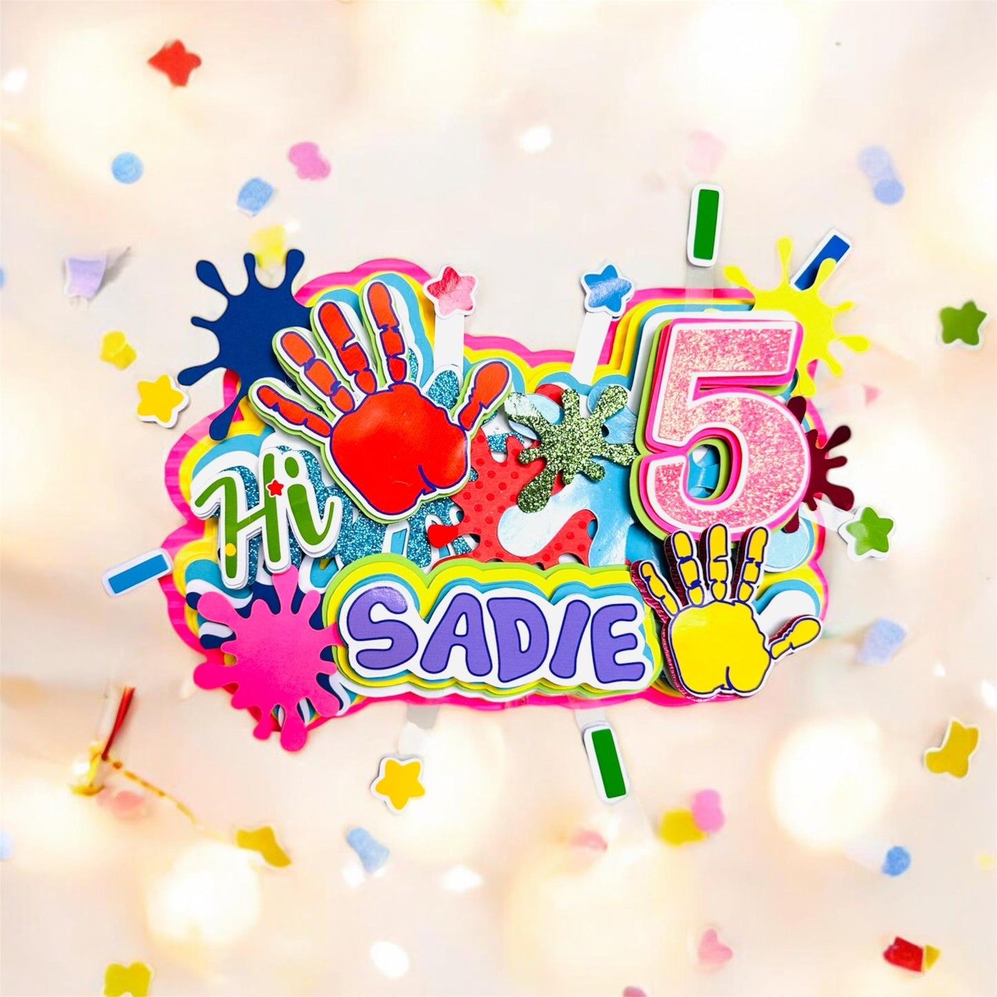 Hi Five Cake Topper | Hi Five Birthday Decorations | Hi Five Party Centerpieces, fifth birthday Favor Boxes| Fun Hi Five Party Supplies