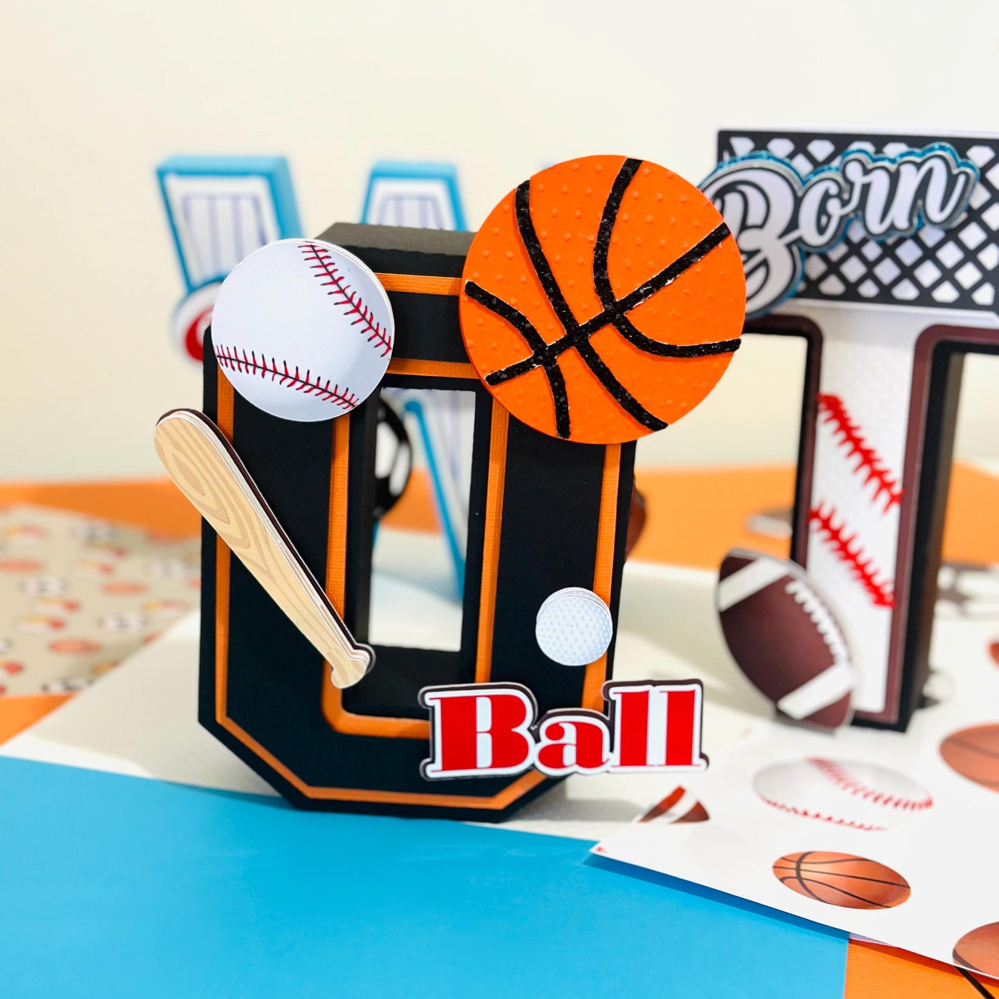 Born Two Ball Cake Topper: 2nd Birthday Sports Theme