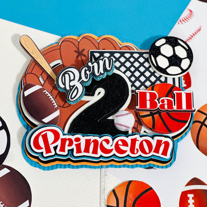 Born Two Ball Cake Topper: Sports 2nd Birthday Party Decor