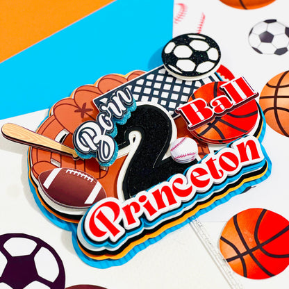 Born Two Ball Cake Topper: Sports 2nd Birthday Party Decor