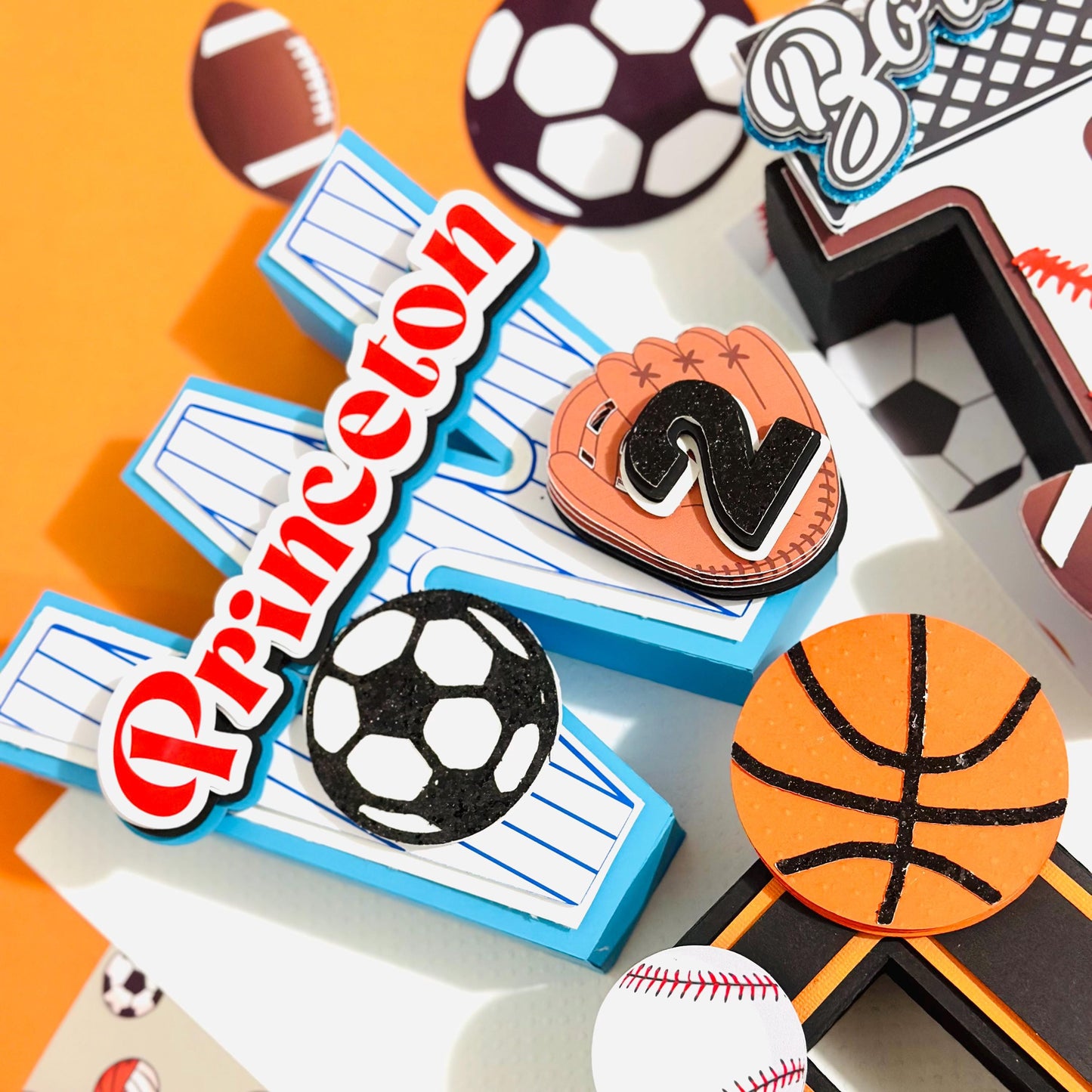 Sports Theme 2nd Birthday Cake Topper: Custom 3D Letters