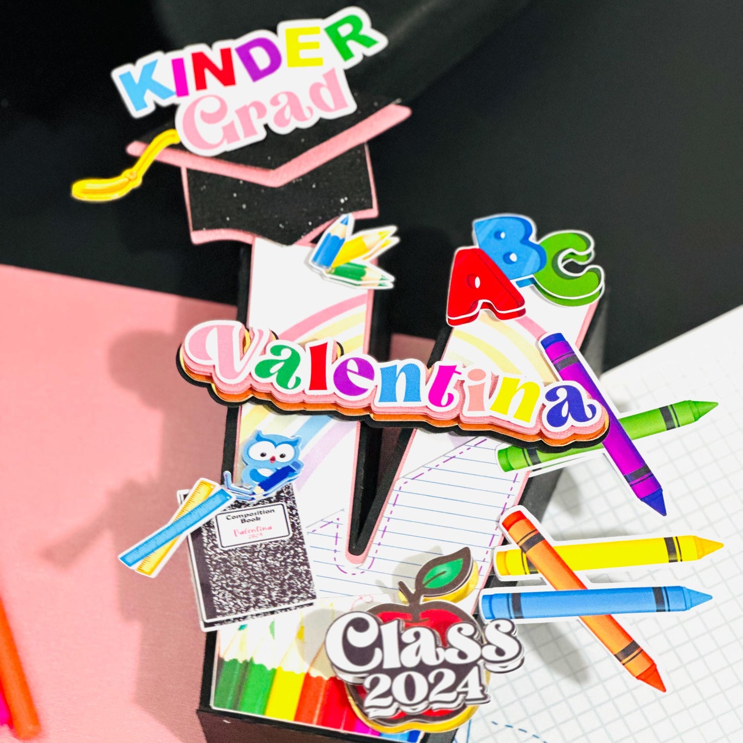 Kindergarten Graduation 3D Letter: Party Favor, Cake Topper