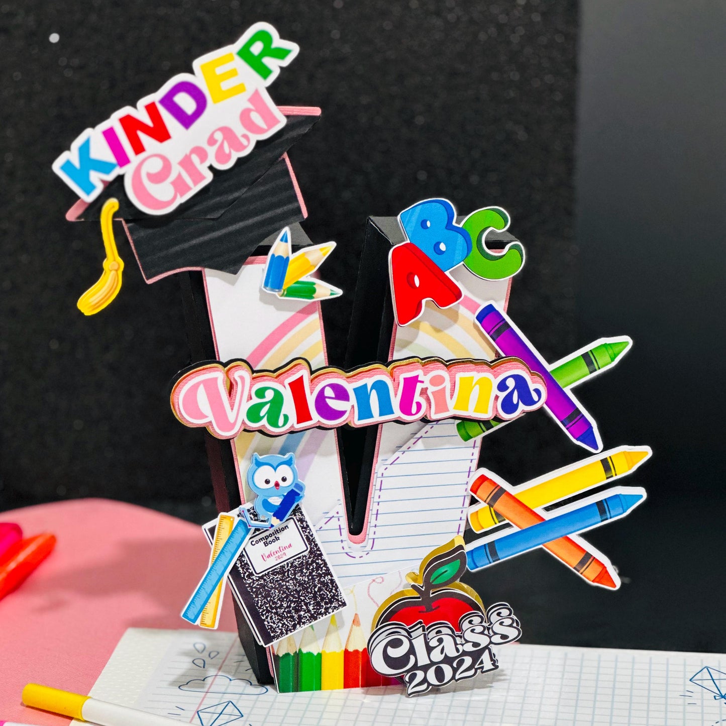 Kindergarten Graduation 3D Letter: Party Favor, Cake Topper