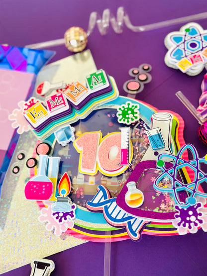 Mad Scientist Cake Topper: Science Party Lab Decoration,Lab birthday, Scientist birthday decoration, lab party,Science favor boxes