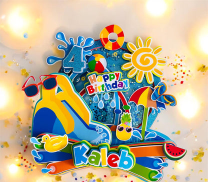 Waterslide Cake Topper: Splish Splash Birthday Party Decoration