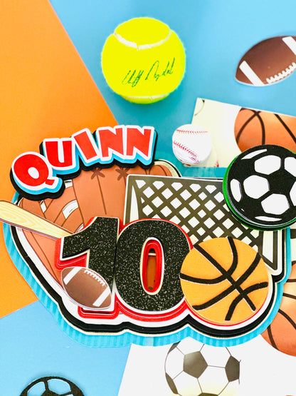 Sports Birthday Cake Topper: 3D Letters Party Decoration