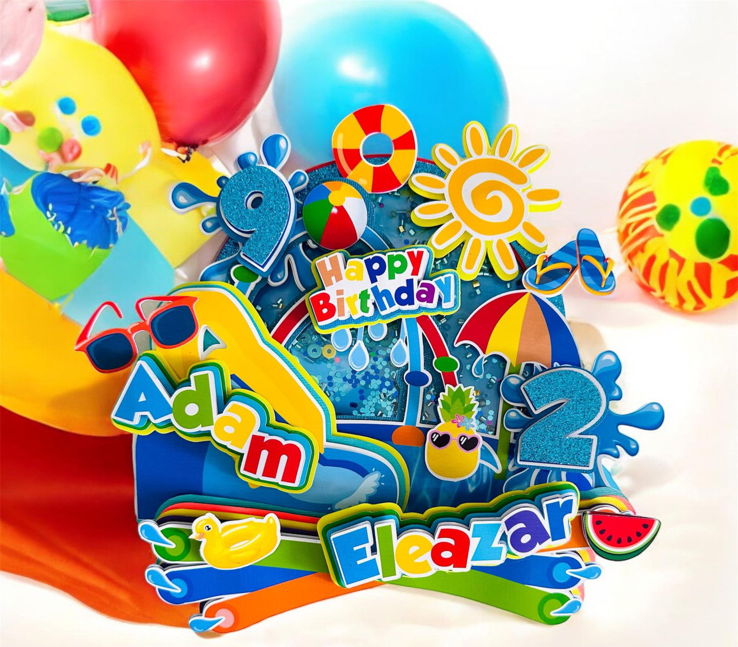 Waterslide Cake Topper: Splish Splash Birthday Party Decoration