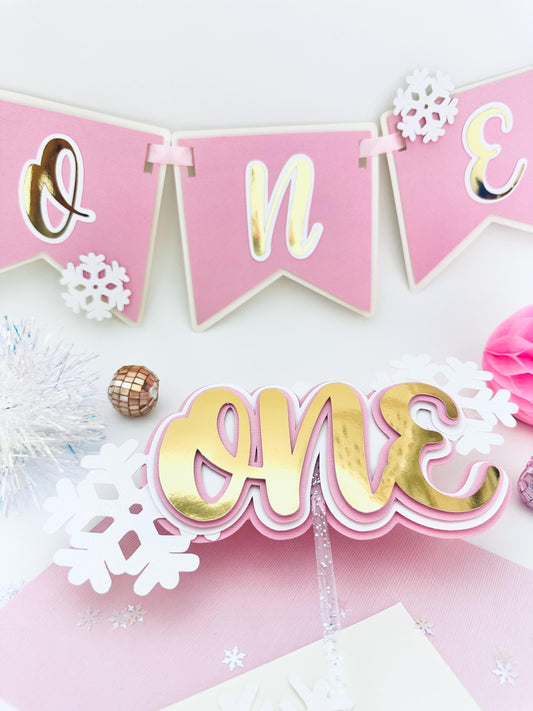 Winter ONEderland Cake Topper: Snowy Snowflake 1st Birthday Decor
