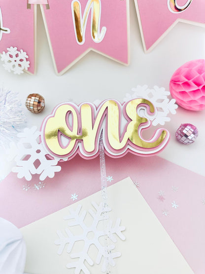 Winter ONEderland Cake Topper: Snowy Snowflake 1st Birthday Decor