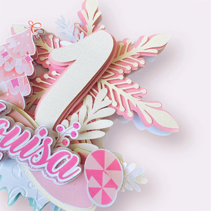 Winter ONEderland Cake Topper: Pink Snowflake First Birthday Decor