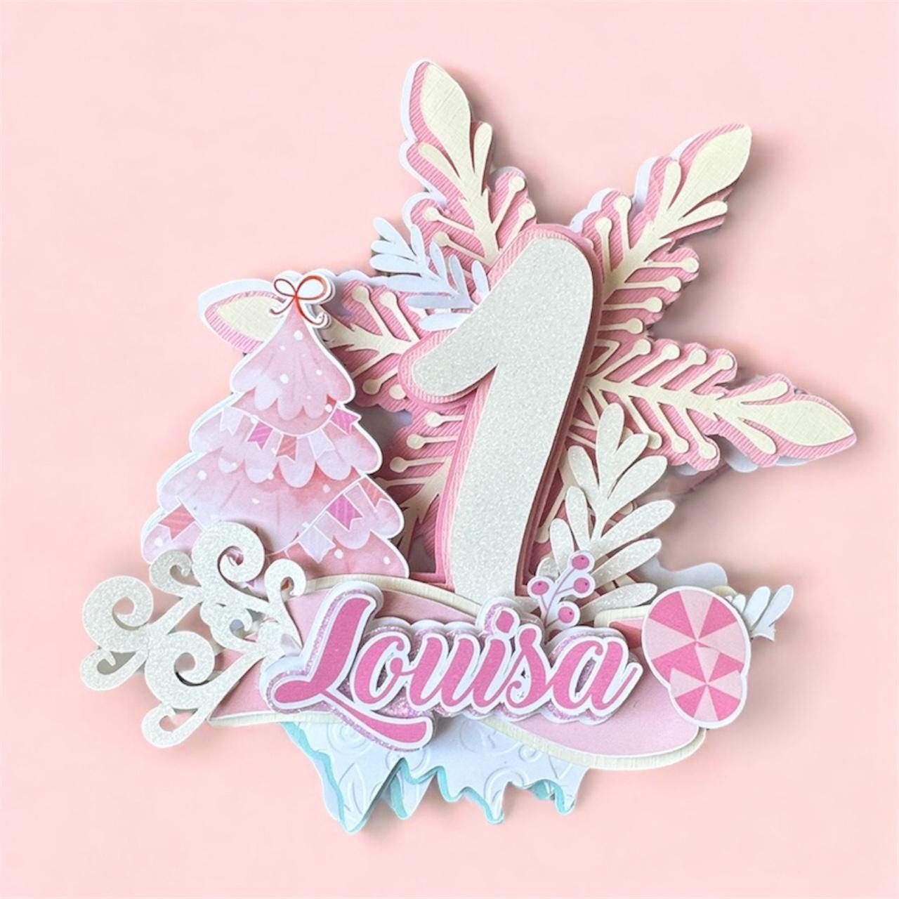 Winter ONEderland Cake Topper: Pink Snowflake First Birthday Decor