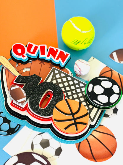 Sports Birthday Cake Topper: 3D Letters Party Decoration