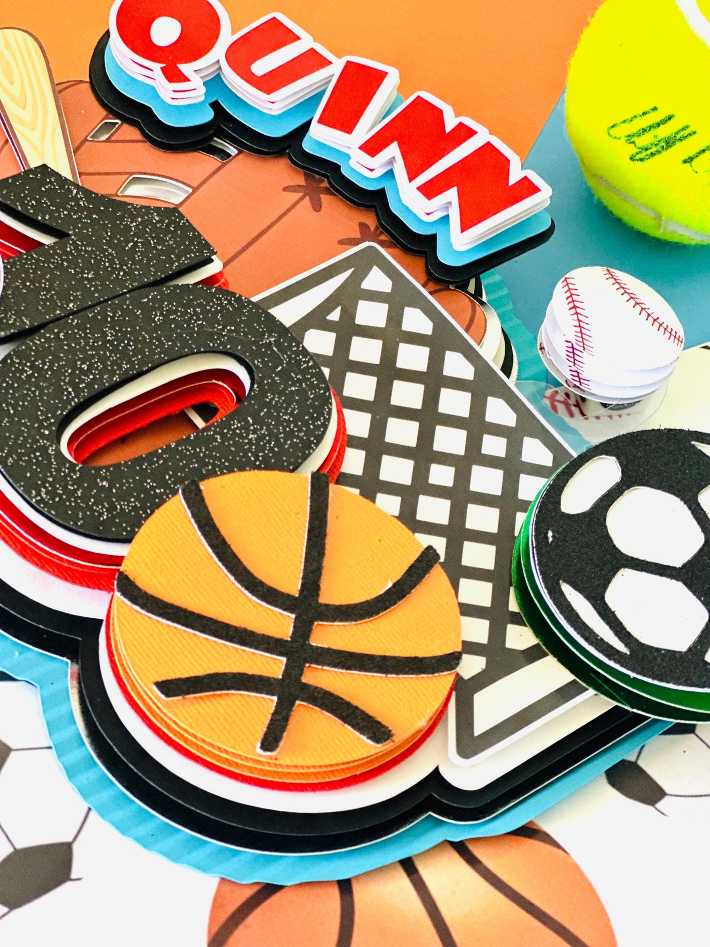 Sports Birthday Cake Topper: 3D Letters Party Decoration