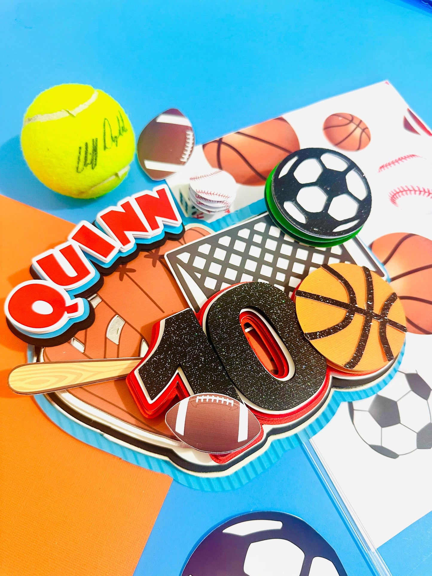 Sports Birthday Cake Topper: 3D Letters Party Decoration