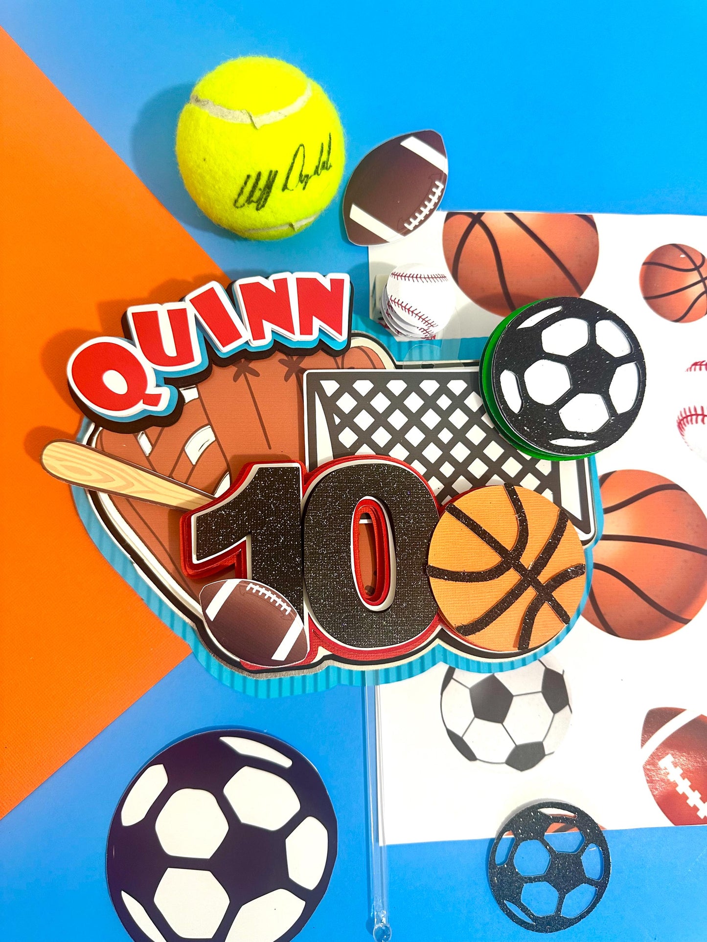 Sports Birthday Cake Topper: 3D Letters Party Decoration
