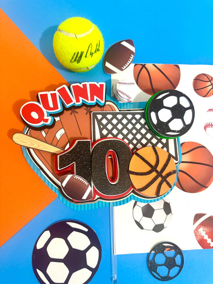 Sports Birthday Cake Topper: 3D Letters Party Decoration