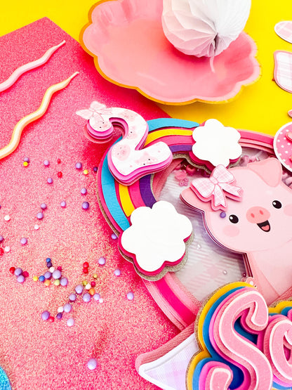 Personalized Pig Cake Topper, Farm Party Centerpiece, Pink Piggy Theme, Barnyard Party Decoration,Pink Piggy Party Decoration
