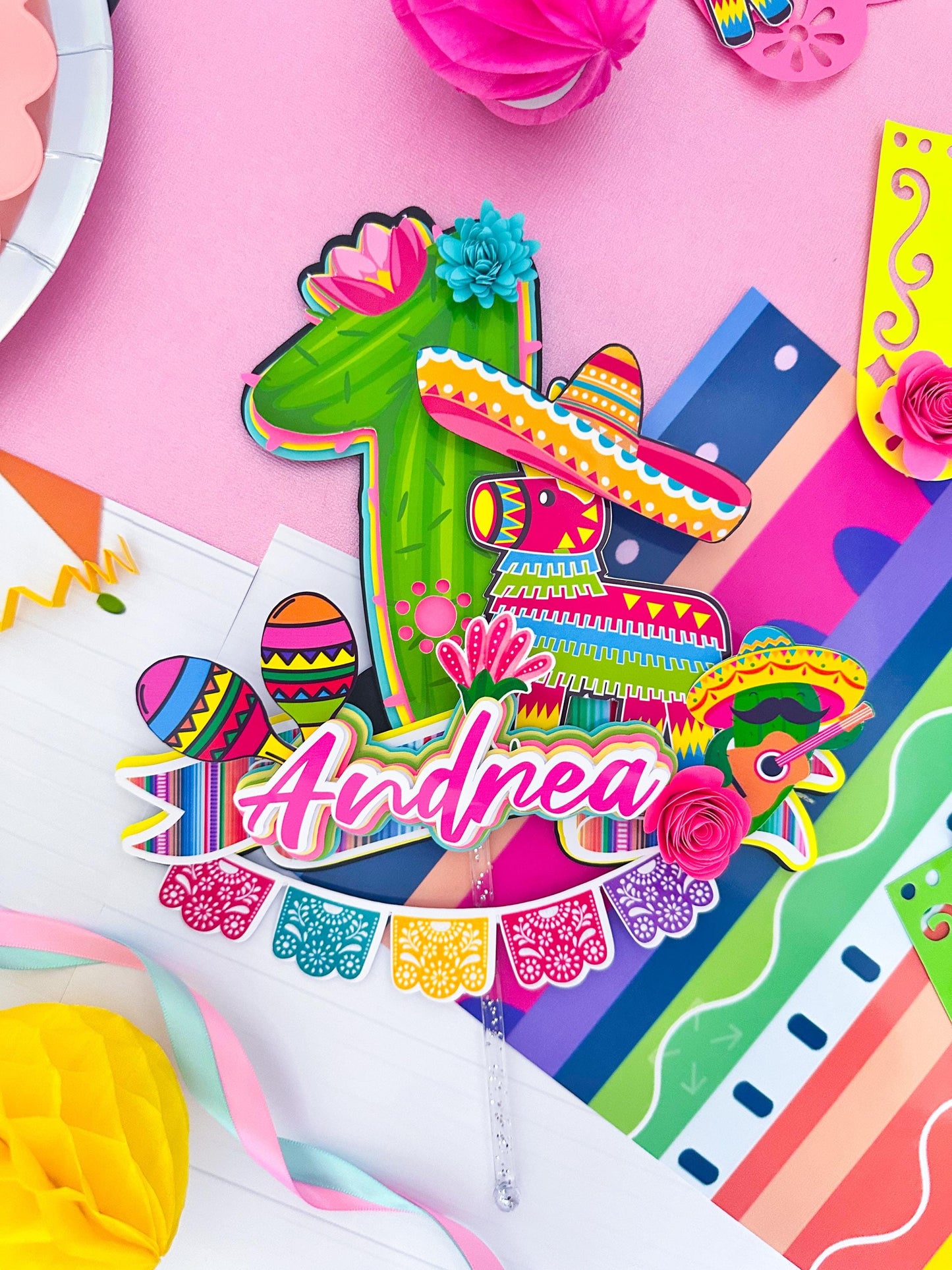 Fiesta  girl Cake Topper,Fiesta girl theme topper,Fiesta Birthday,Mexican Birthday girl,Fiesta favor bags,Fiesta Party decoration