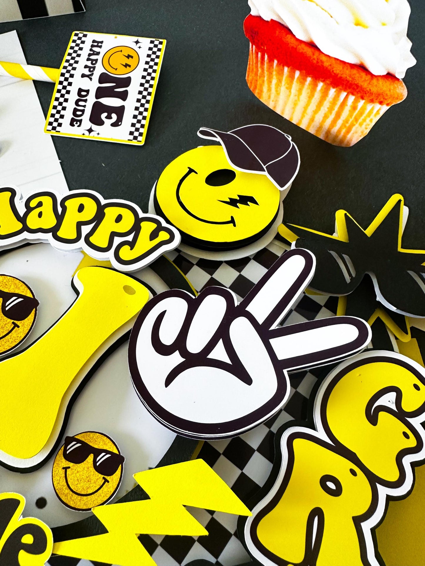 Yung Wild and Three Cake Topper: Smiley Face Birthday Party