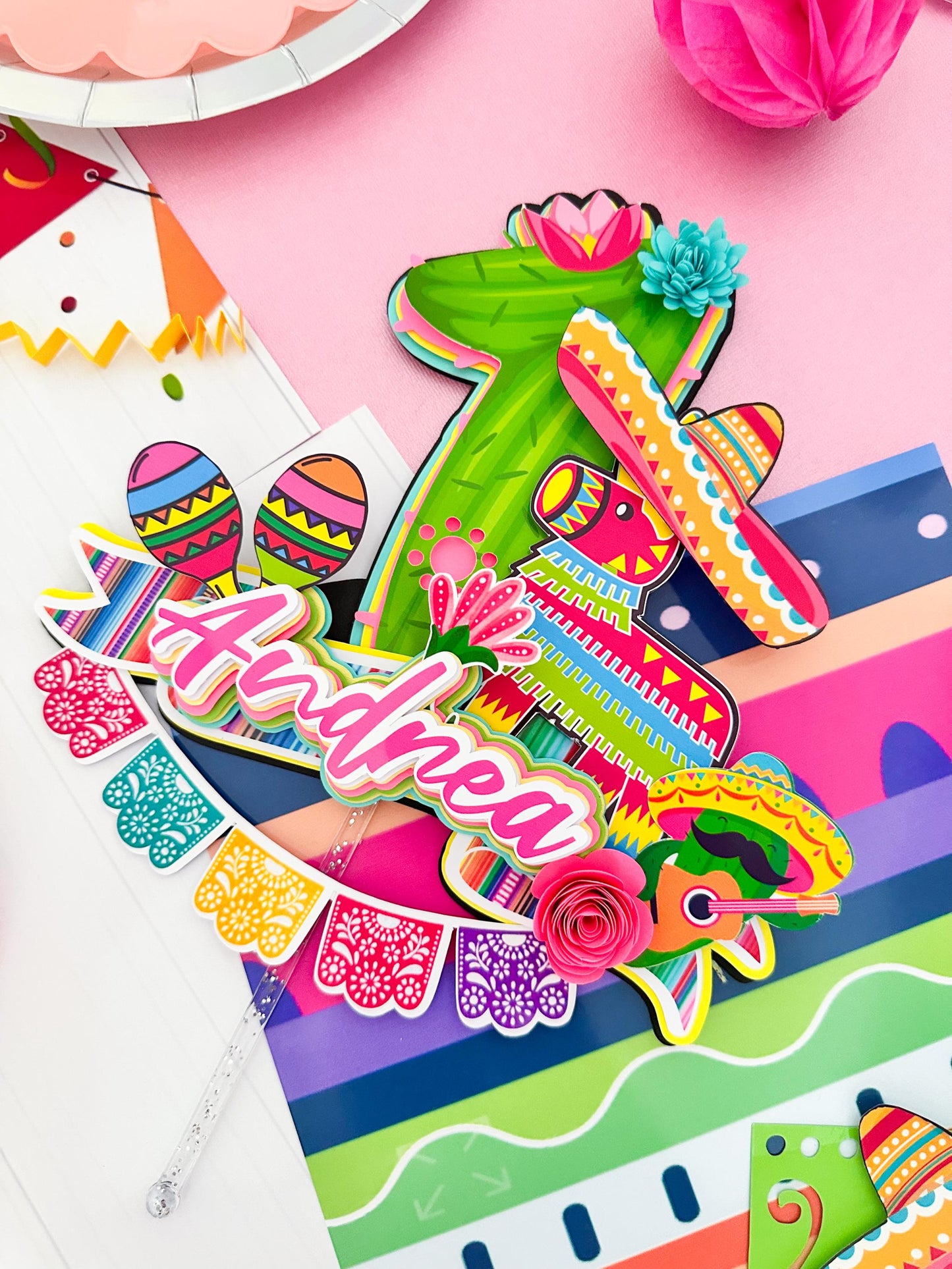 Fiesta  girl Cake Topper,Fiesta girl theme topper,Fiesta Birthday,Mexican Birthday girl,Fiesta favor bags,Fiesta Party decoration