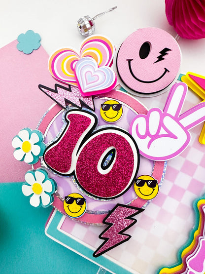 Smiley Face Cake Topper: Preppy Checkered Party Decor