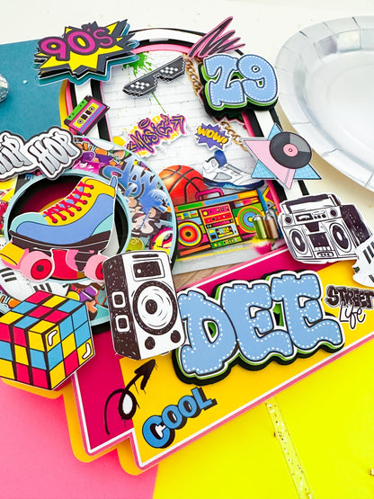 90s Hip Hop Graffiti Cake Topper: Retro Party Decoration