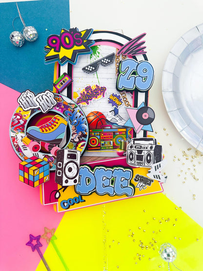 90s Hip Hop Graffiti Cake Topper: Retro Party Decoration
