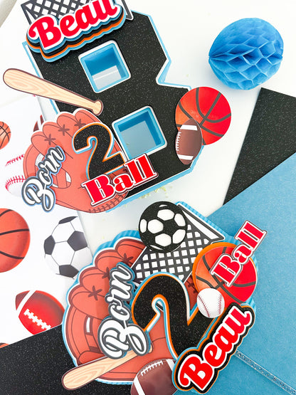 Born Two Ball Cake Topper: 2nd Birthday Sports Theme